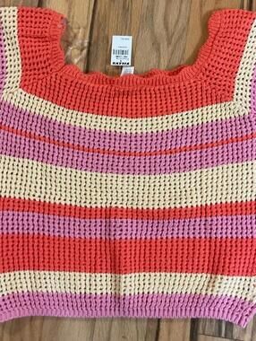 NWT Full Tilt Crochet Striped Cropped Sweater Size XXL